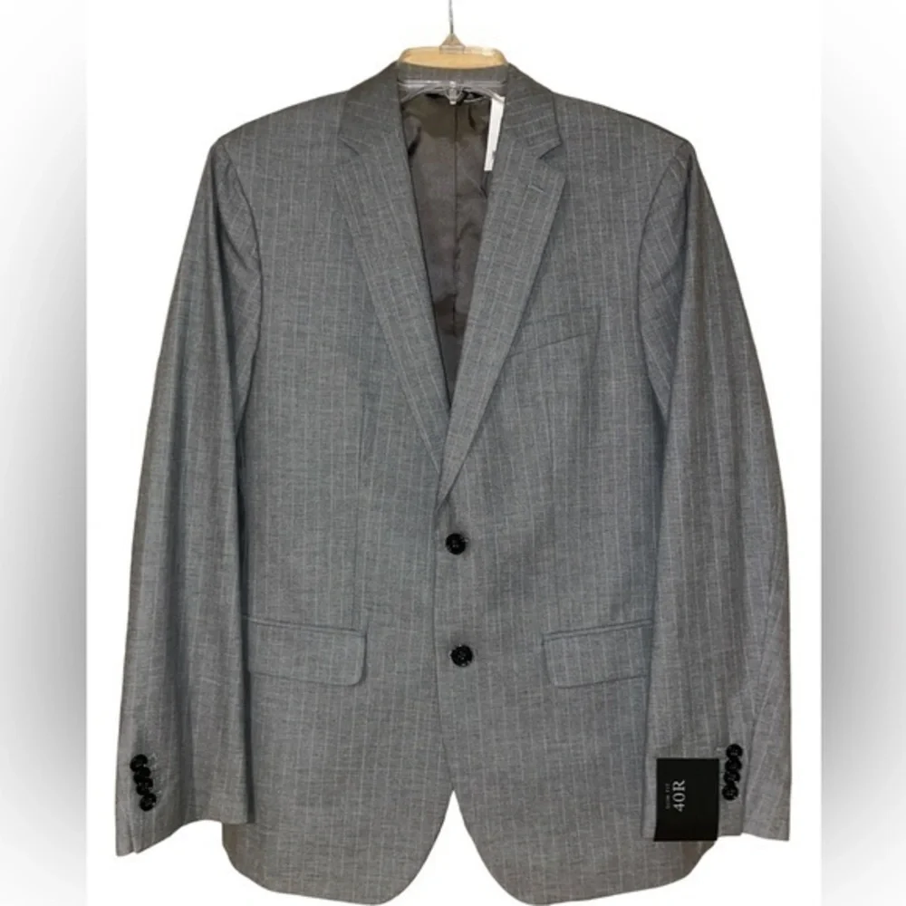 Banana Republic NWT Men’s Progetto‎ Uno Slim Fit Sport Coat Grey Striped 40R